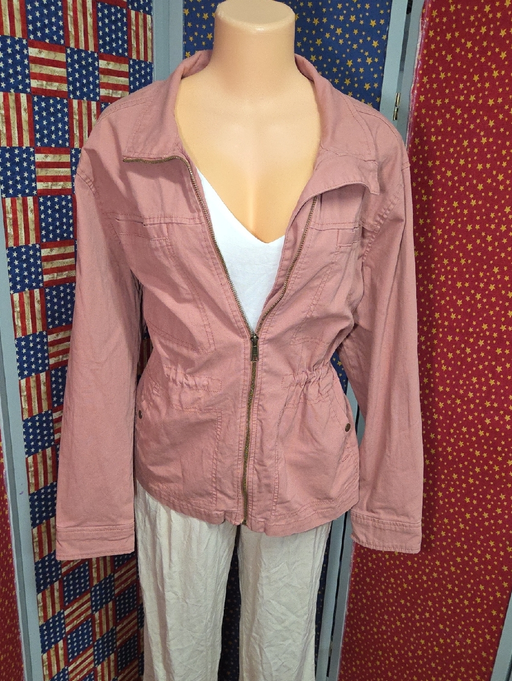 Old Navy Dusty Rose Utility Zip Jacket
